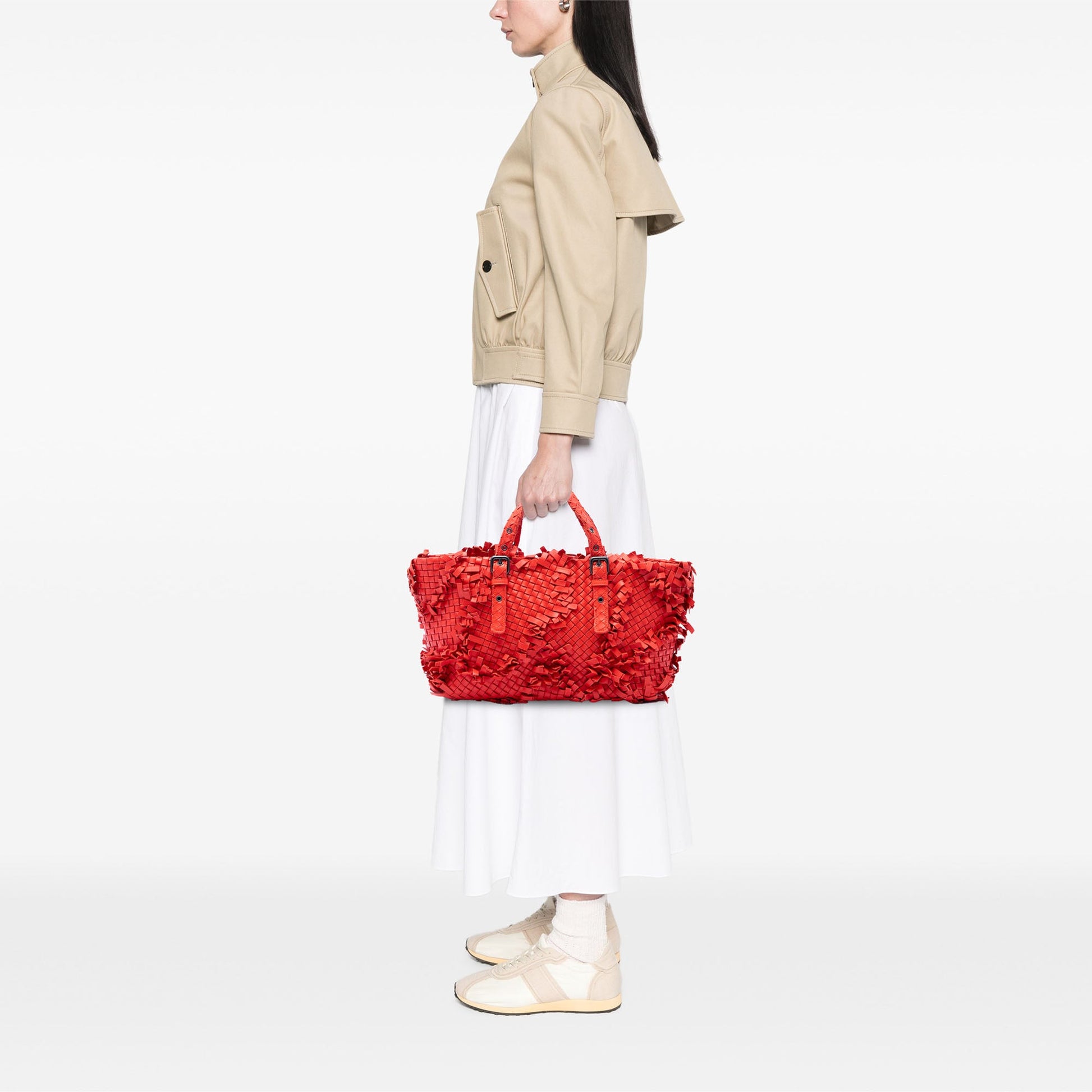 Bottega Veneta Nappa Intrecciato Patchwork Lido Fringe Tote