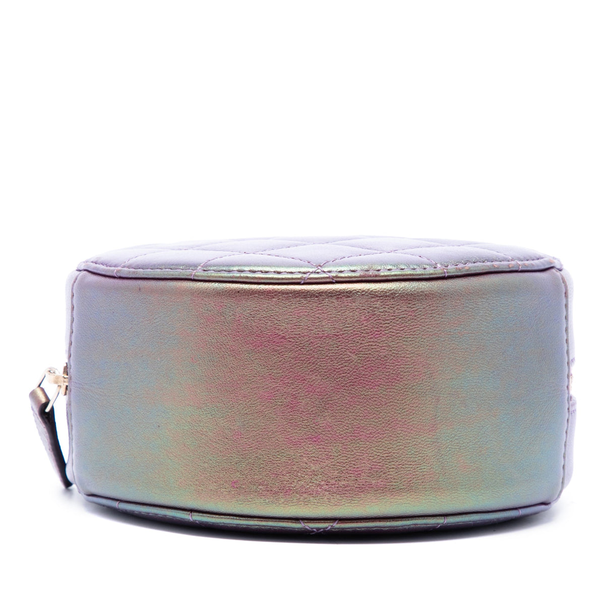 Chanel Quilted Iridescent Lambskin Round Clutch With Chain