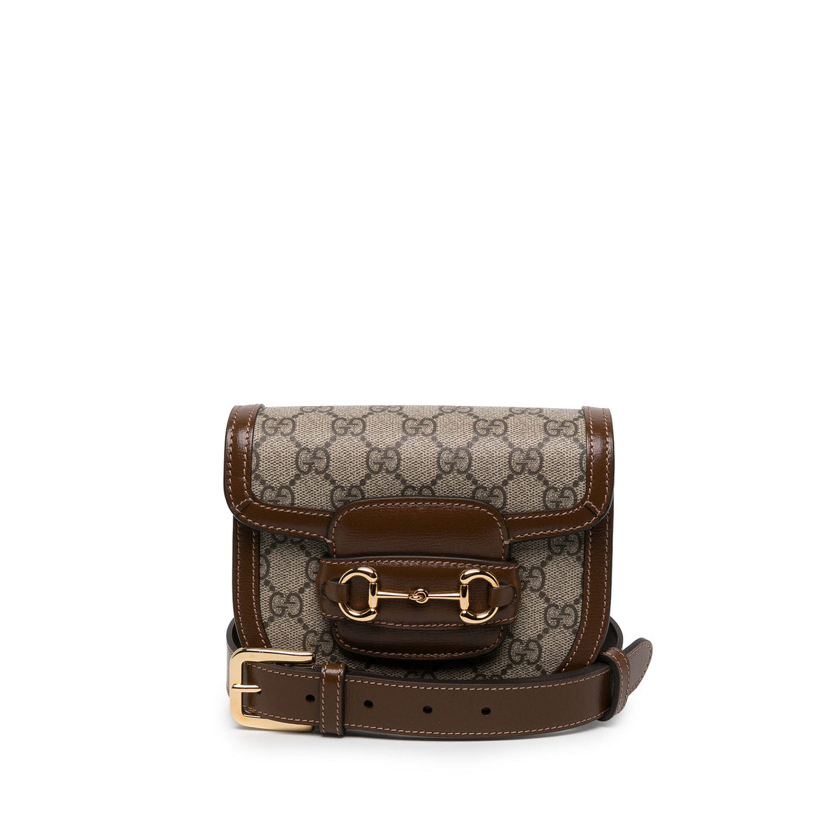 Gucci GG Supreme Horsebit 1955 Rounded Belt Bag — Beige