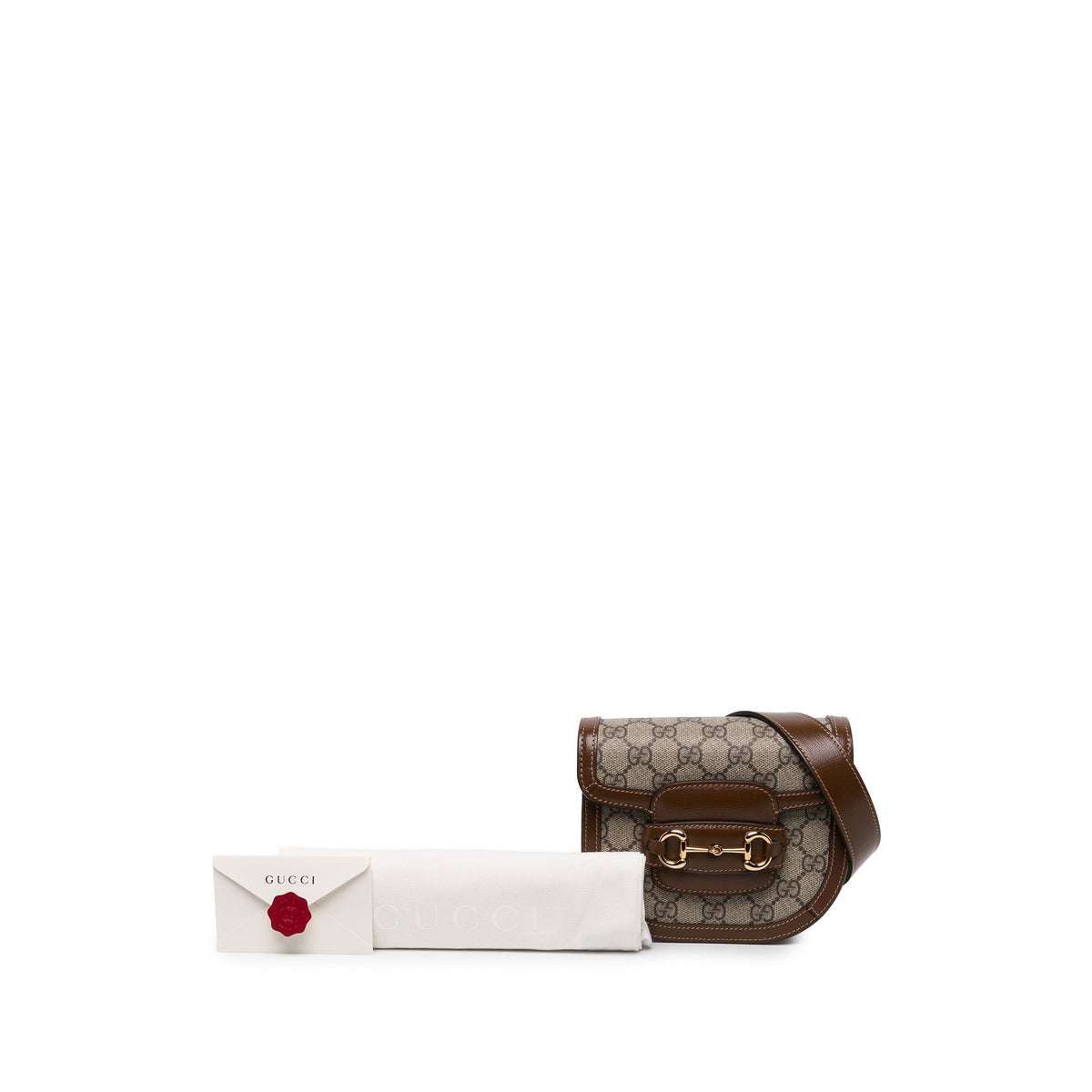 Gucci GG Supreme Horsebit 1955 Rounded Belt Bag — Beige