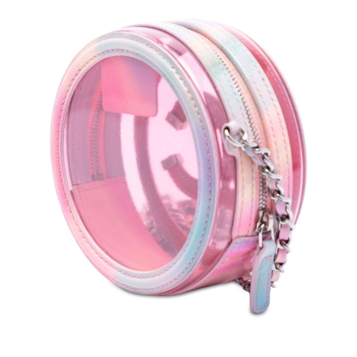Chanel PVC and Lambskin CC Filigree Round Clutch with Chain