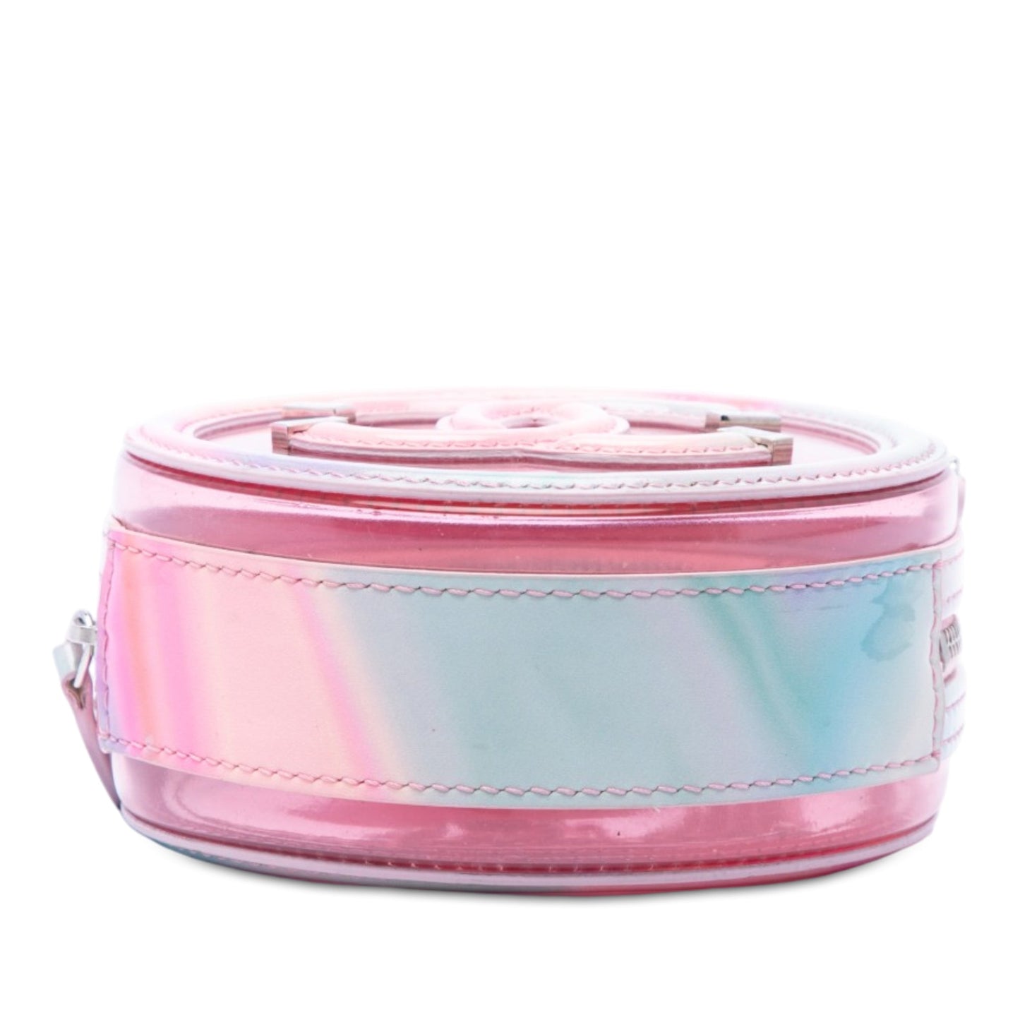 Chanel PVC and Lambskin CC Filigree Round Clutch with Chain