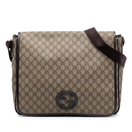 Gucci Large GG Supreme Interlocking G Messenger Bag