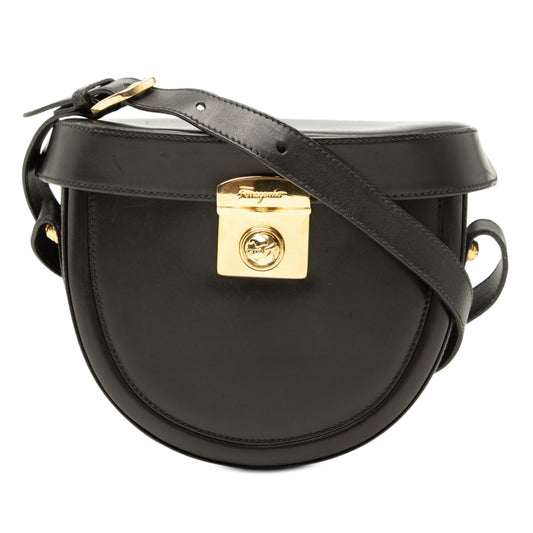 Ferragamo Leather Half Moon Crossbody — Black