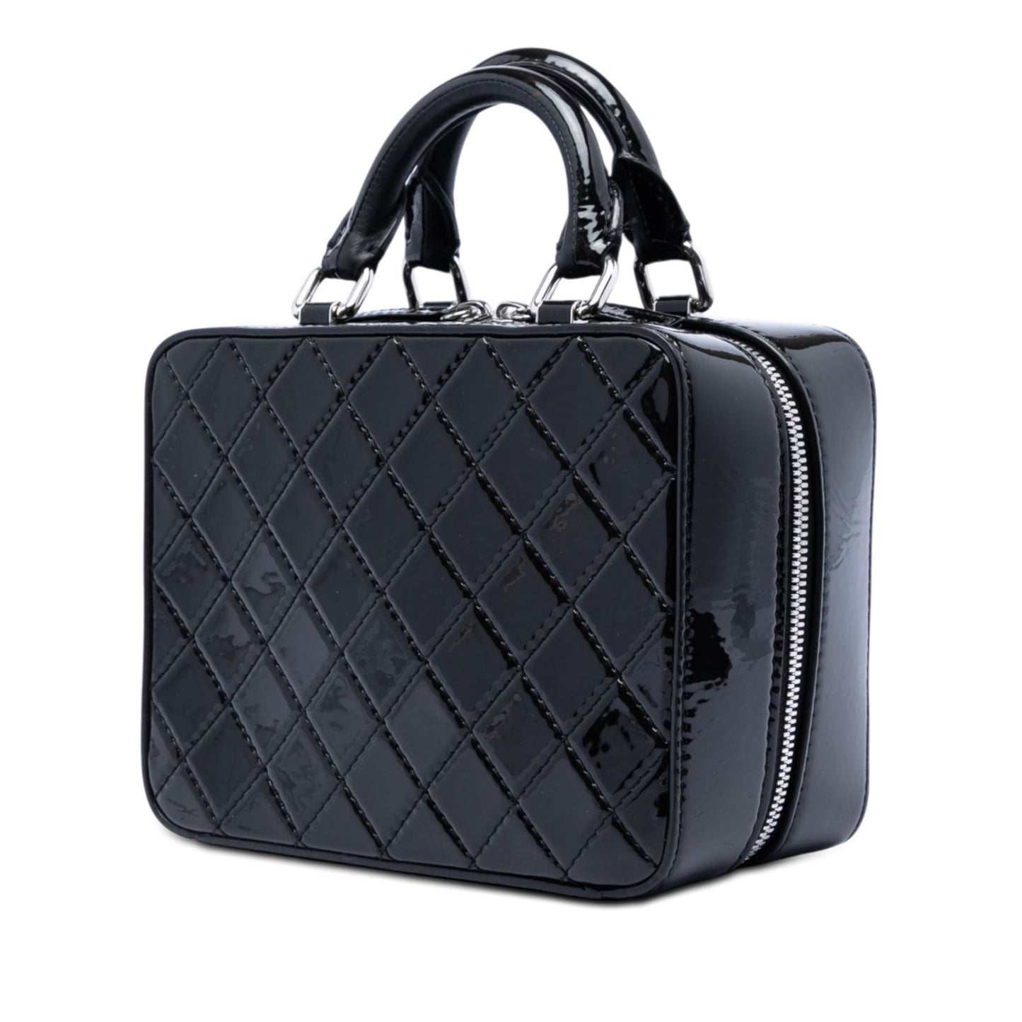 Chanel Small CC Quilted Patent Travel Kit Vanity Case