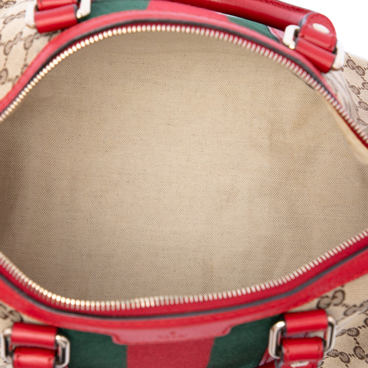 Gucci Medium GG Canvas Web Joy Boston Bag — Red