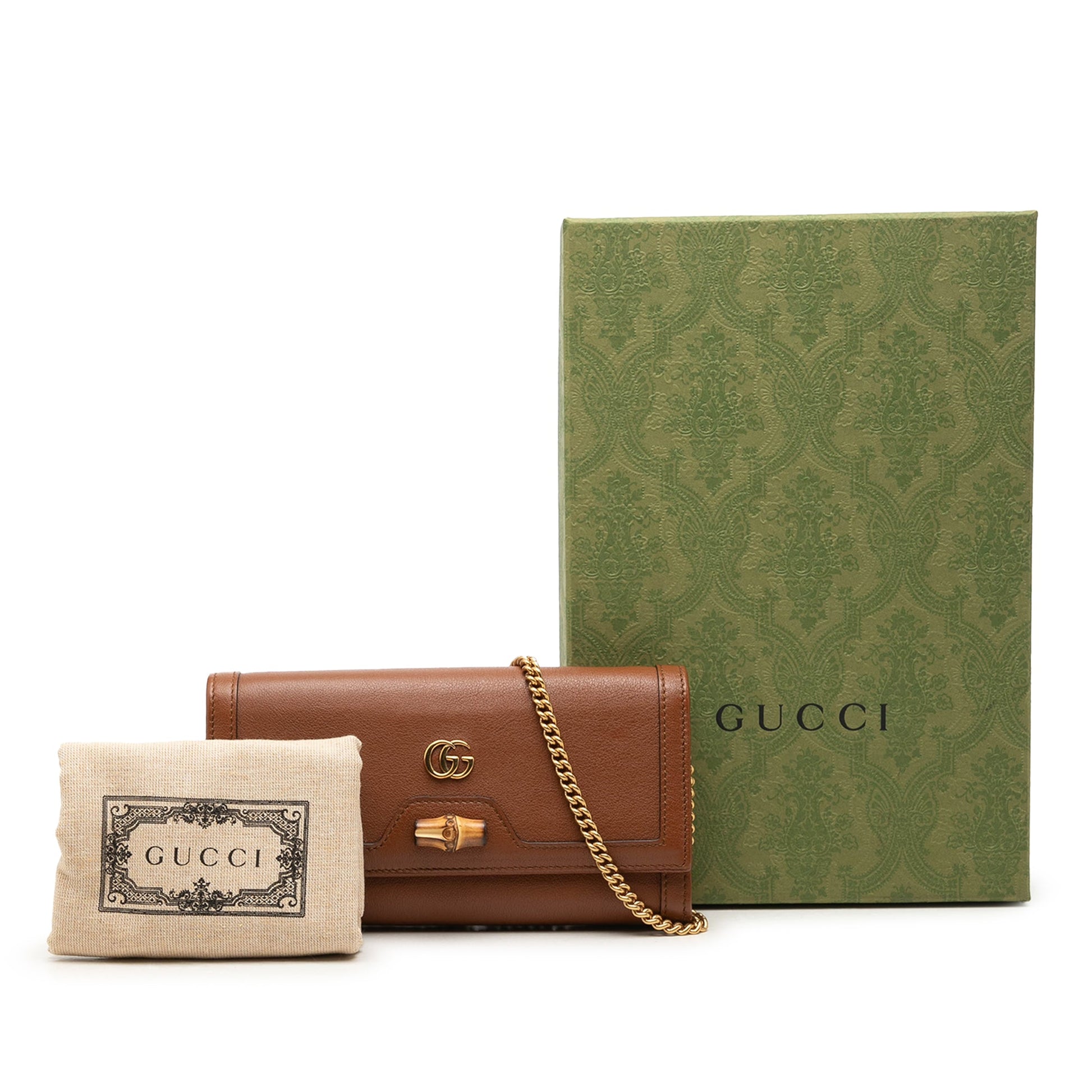Gucci Calfskin Bamboo Diana Wallet on Chain