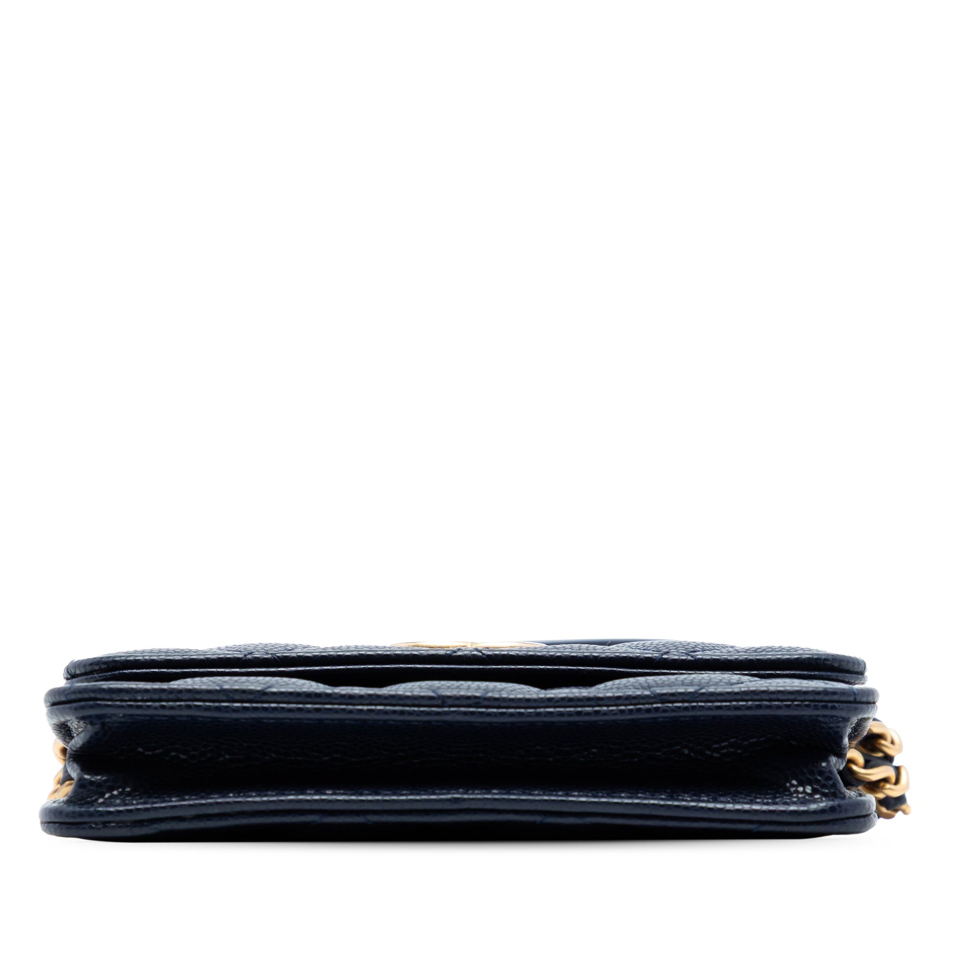 Quilted Caviar Twist Your Buttons Coin Purse With Chain