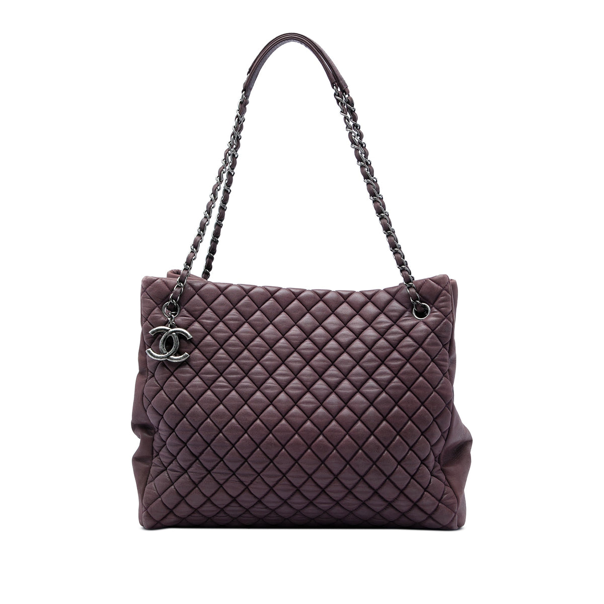Chanel Large Quilted Iridescent Calfskin New Bubble Tote — Purple