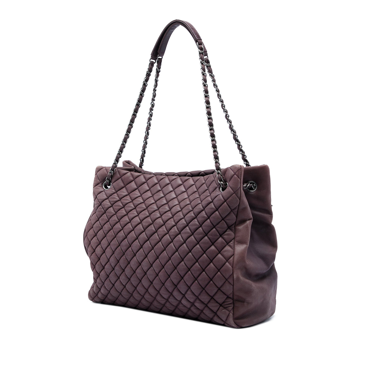 Chanel Large Quilted Iridescent Calfskin New Bubble Tote — Purple