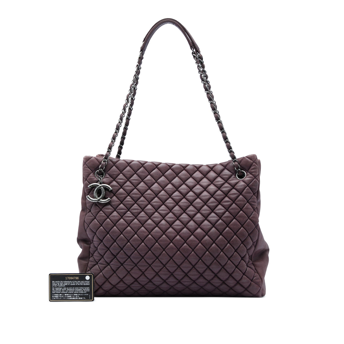 Chanel Large Quilted Iridescent Calfskin New Bubble Tote — Purple
