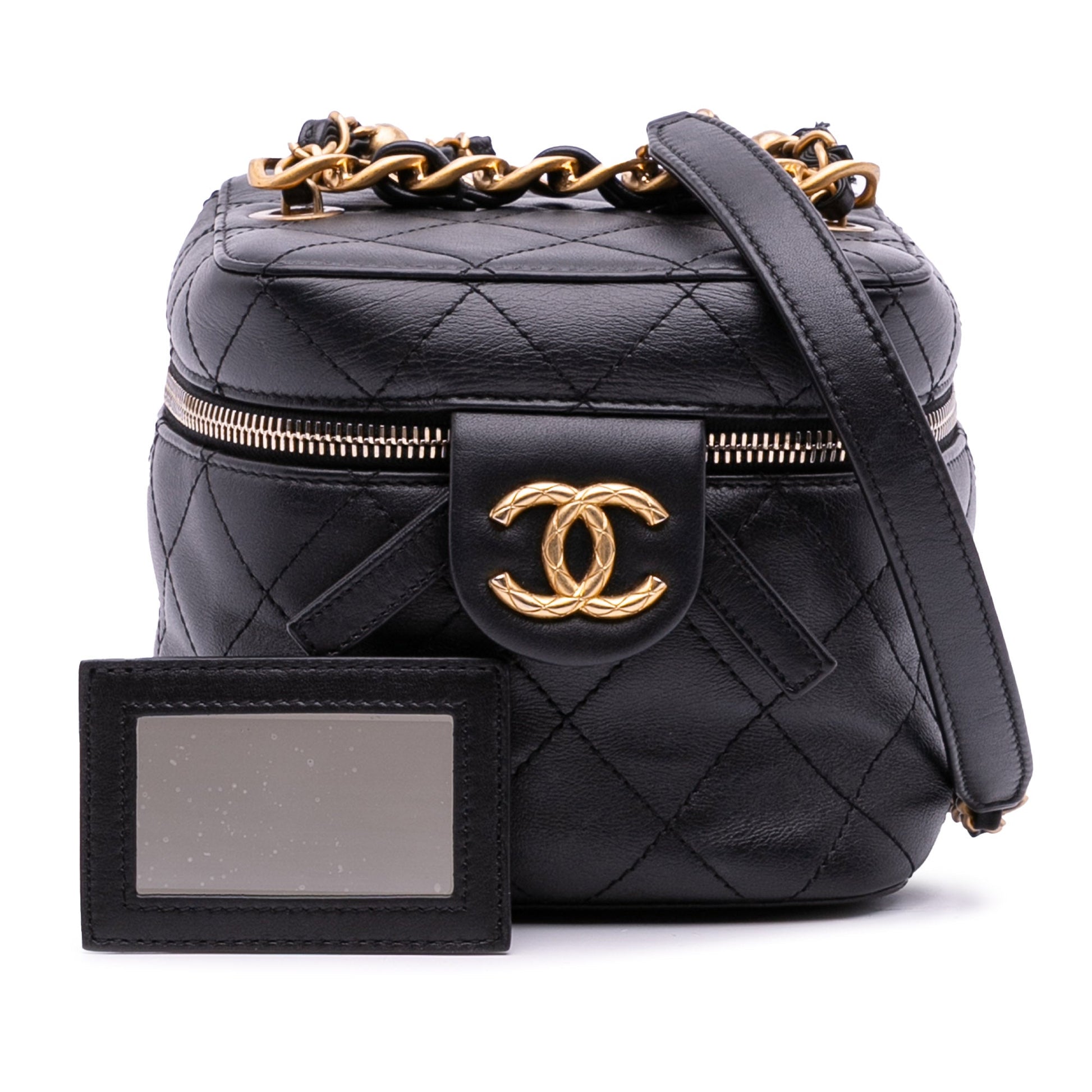 Chanel CC Quilted Calfskin Vanity Case with Chain
