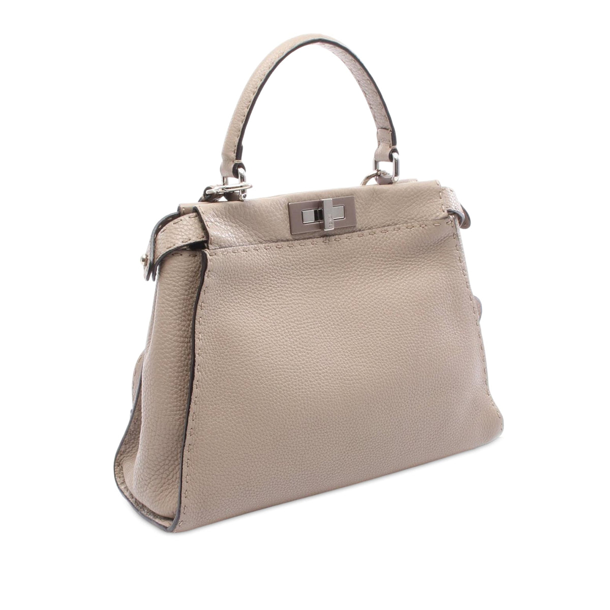 Fendi Leather Selleria Peekaboo Iconic Satchel — Gray