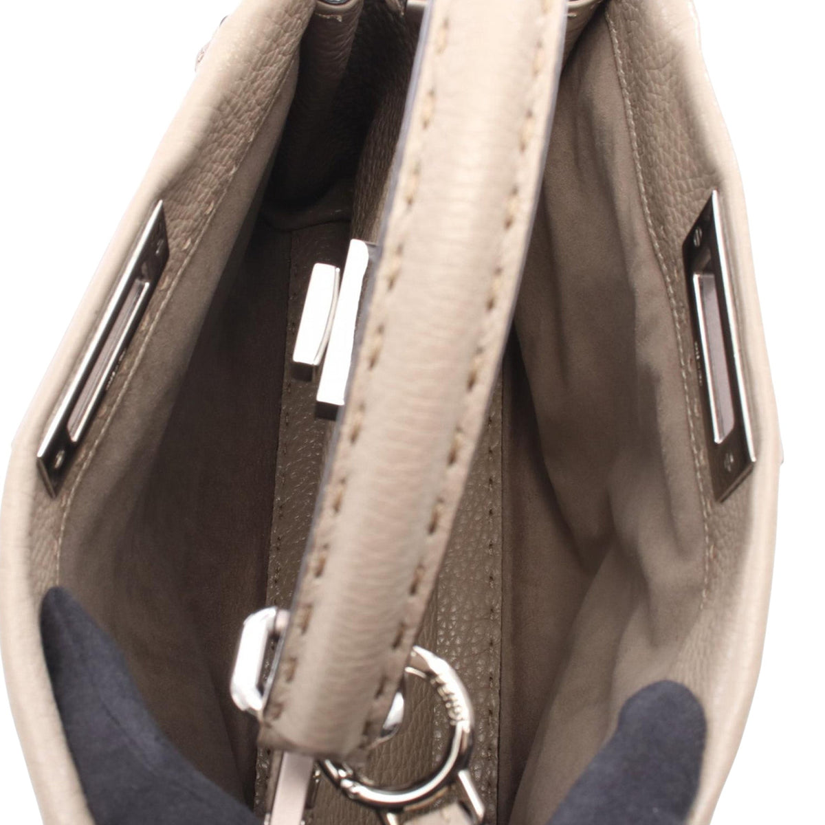 Fendi Leather Selleria Peekaboo Iconic Satchel — Gray