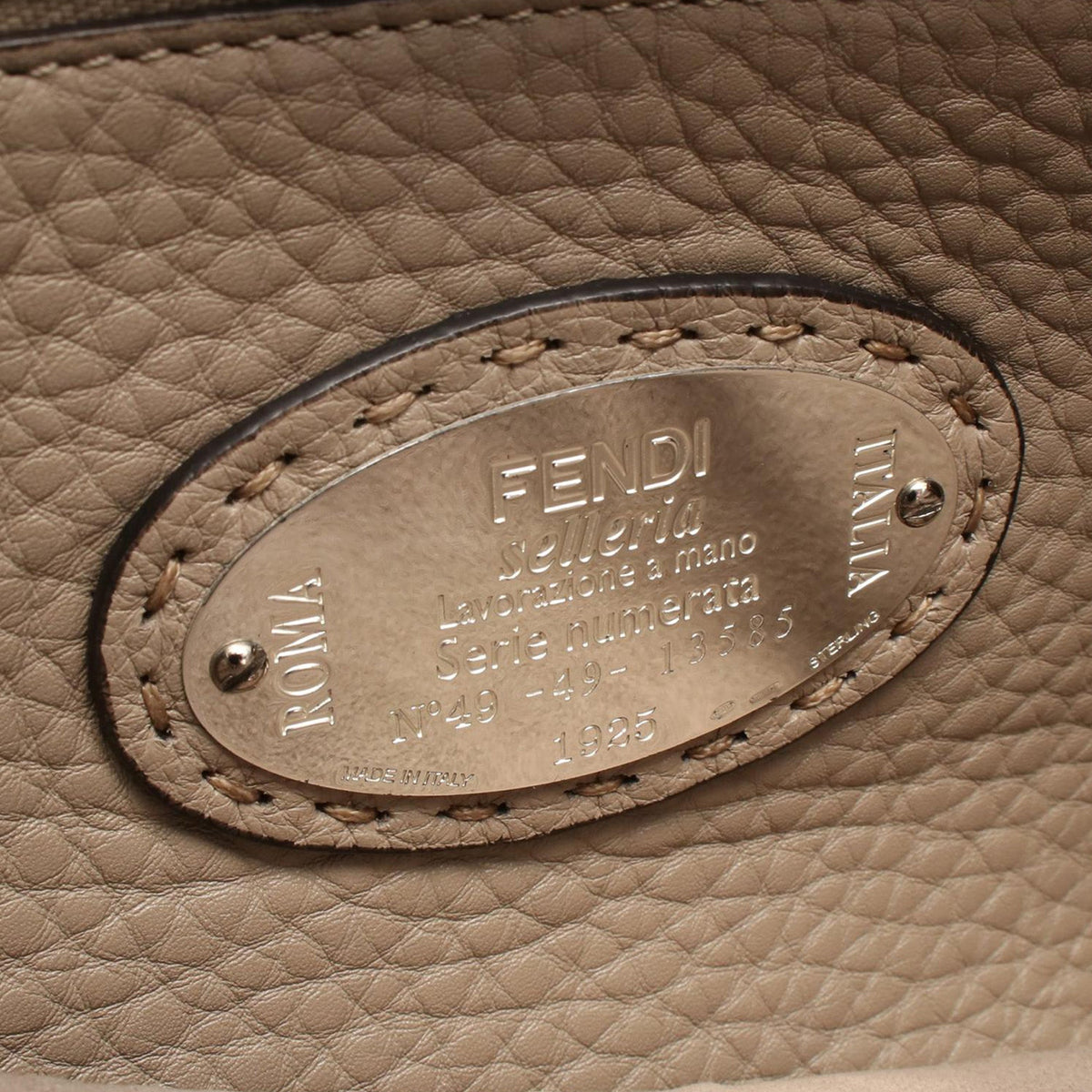 Fendi Leather Selleria Peekaboo Iconic Satchel — Gray