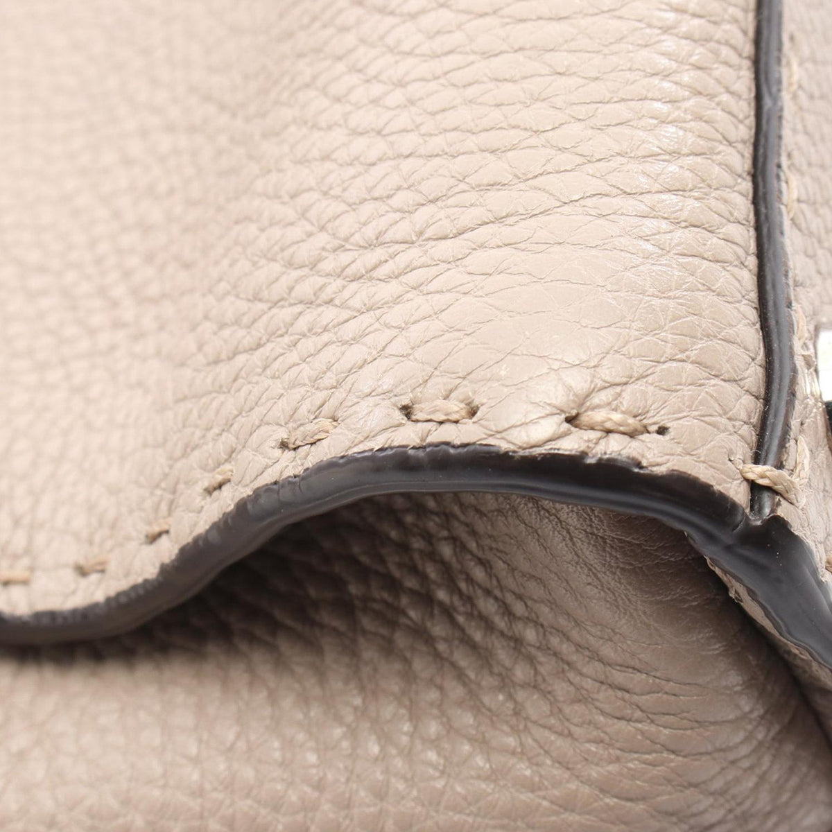 Fendi Leather Selleria Peekaboo Iconic Satchel — Gray