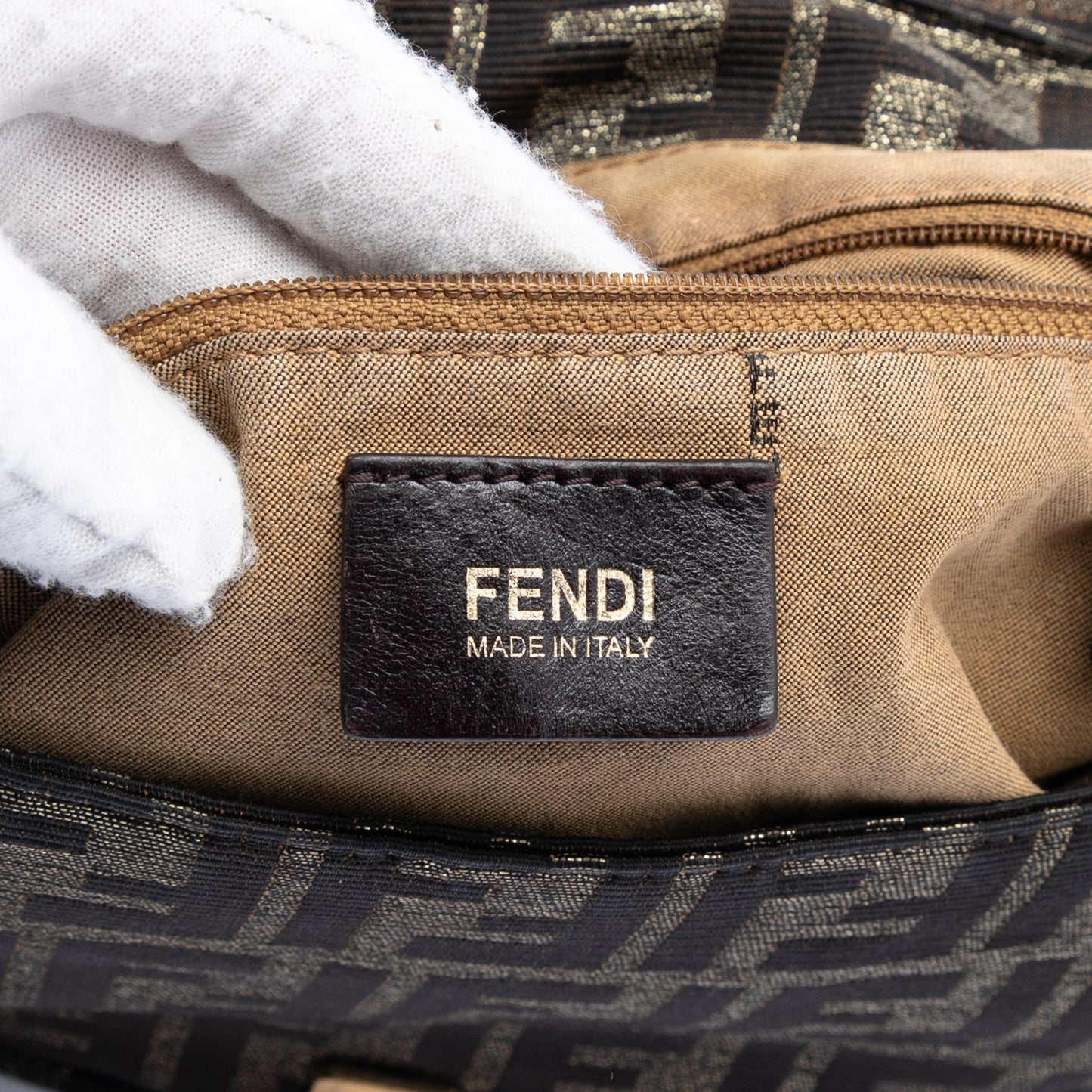 Fendi Large Zucca Canvas Mia Flap Shoulder Bag