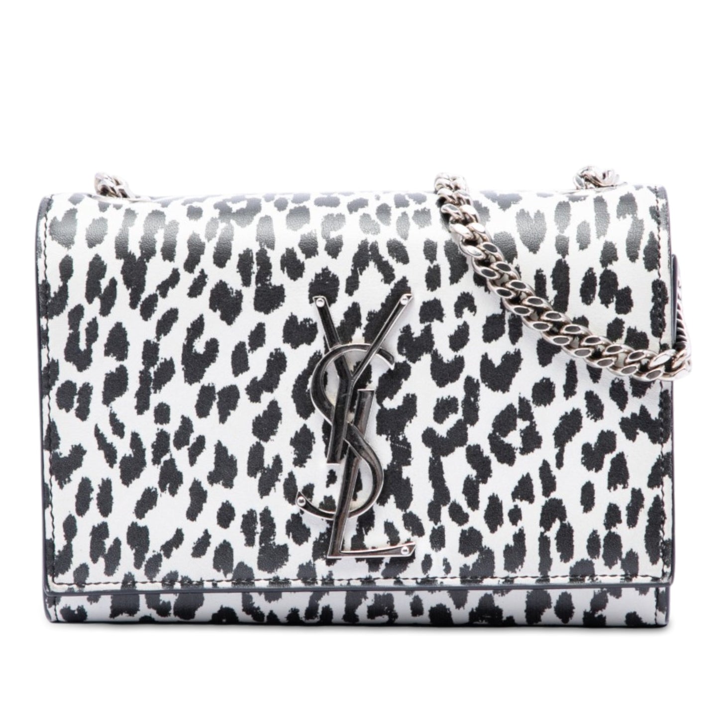 Saint Laurent Small Calfskin Leopard Print Monogram Kate Crossbody