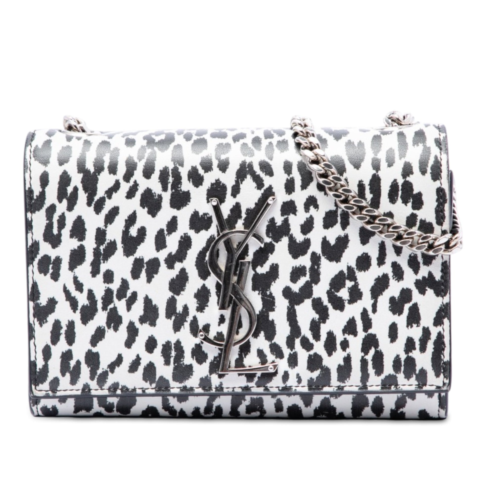 Saint Laurent Small Calfskin Leopard Print Monogram Kate Crossbody