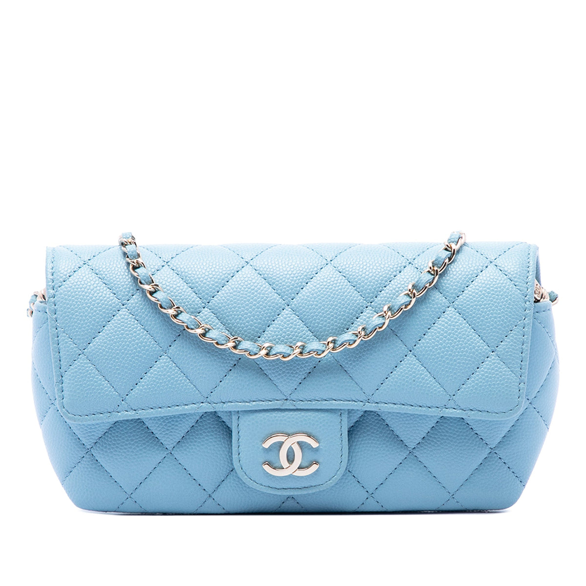 Chanel CC Quilted Caviar Glasses Case on Chain