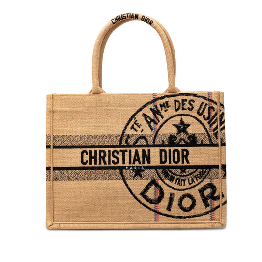 Dior Medium Jute Embroidered Book Tote