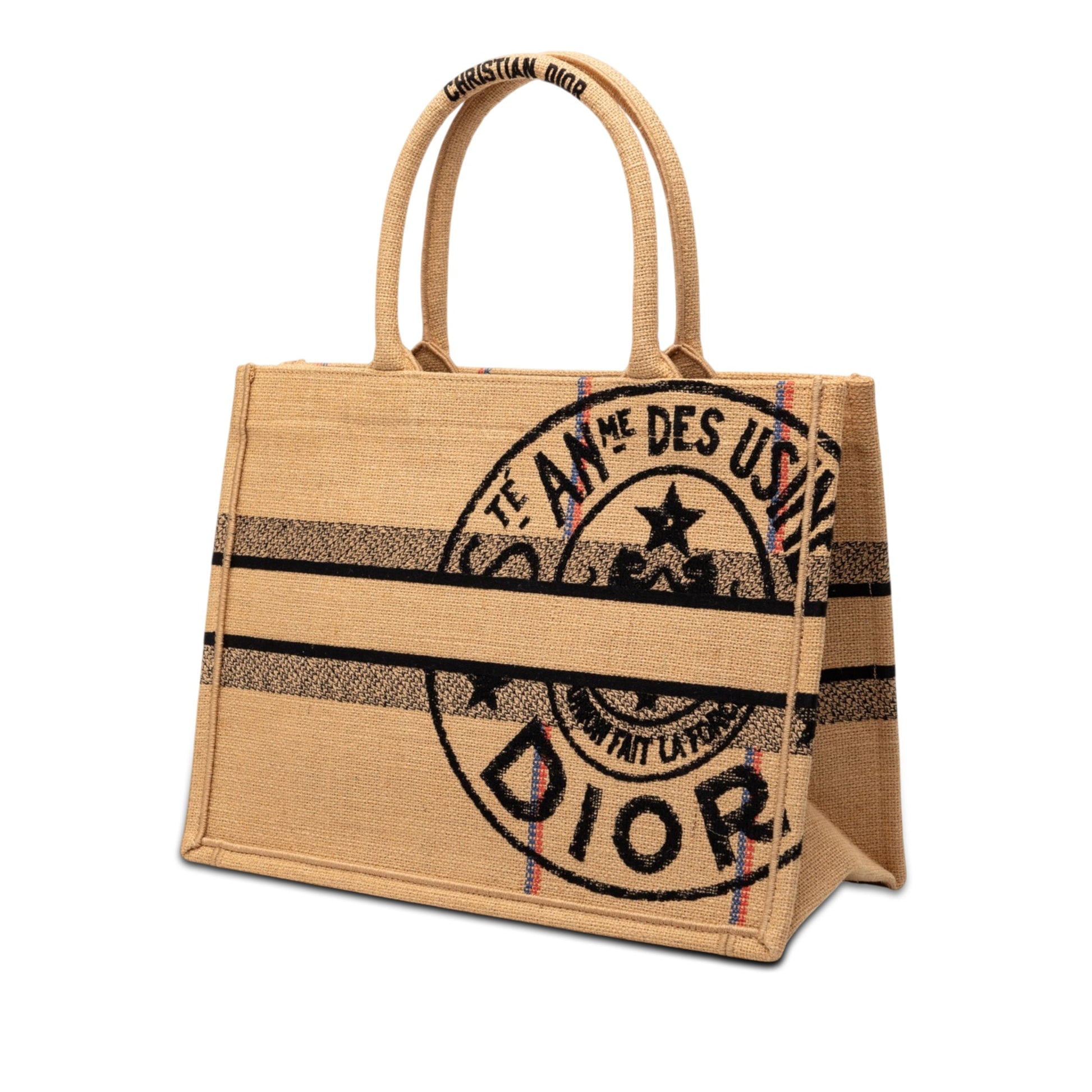 Dior Medium Jute Embroidered Book Tote
