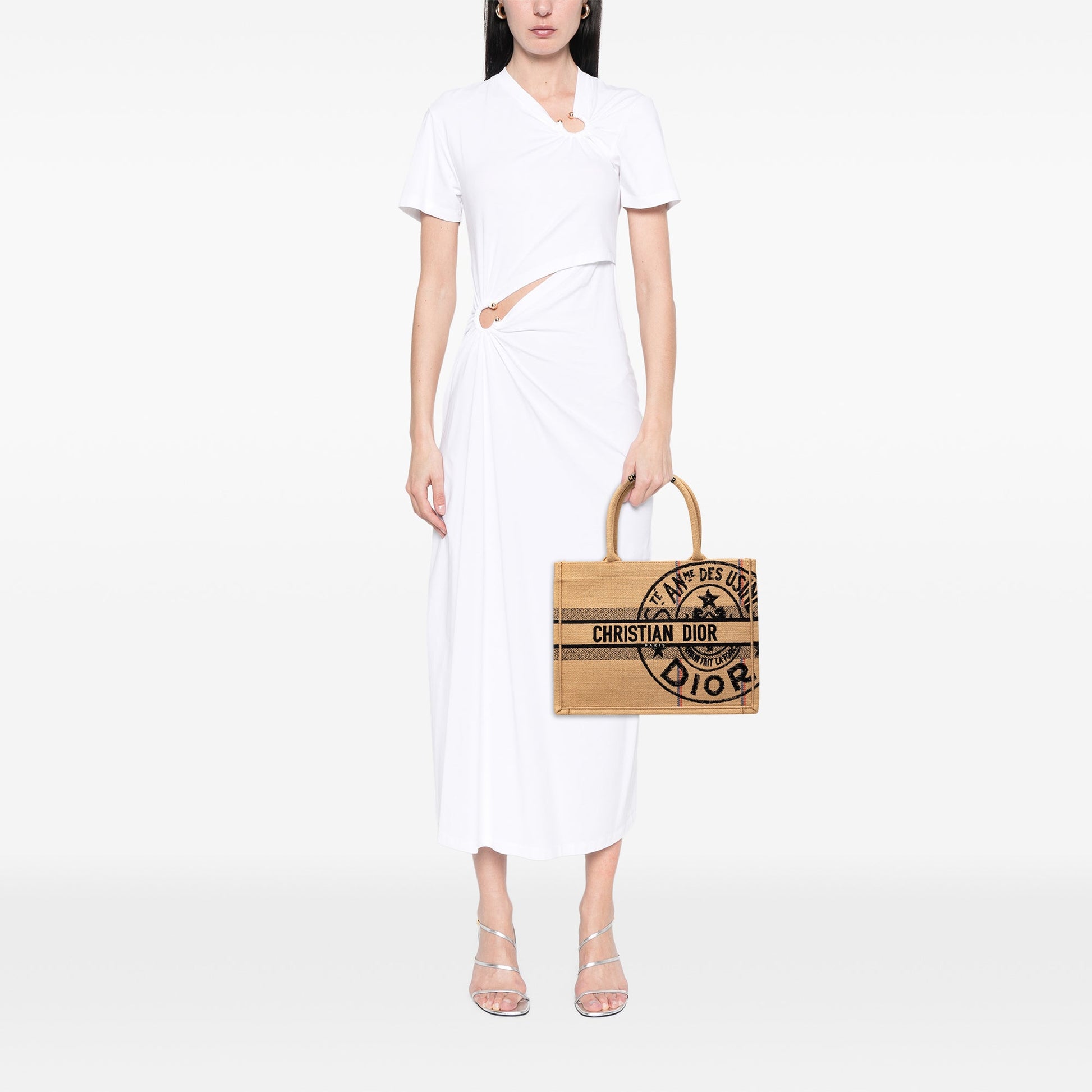 Dior Medium Jute Embroidered Book Tote