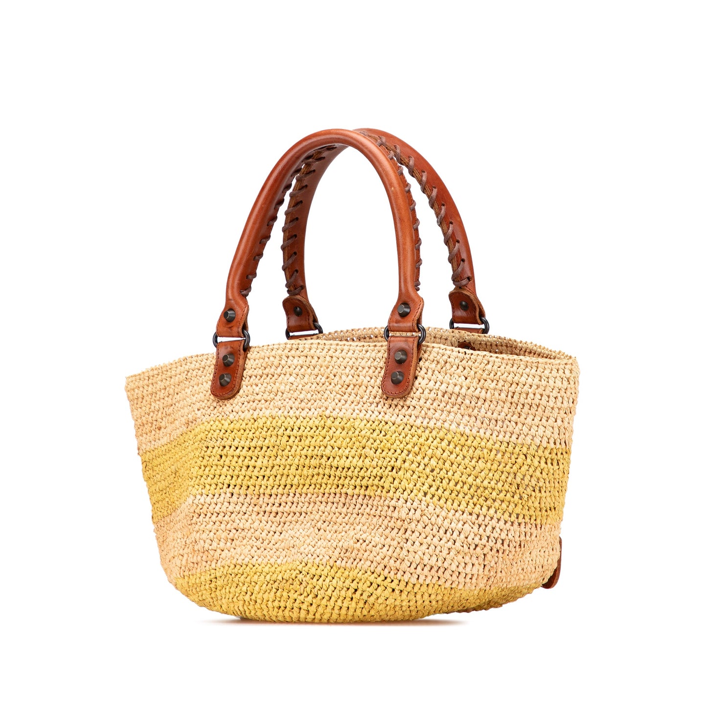 Balenciaga Raffia Motocross Classic Panier Basket Tote
