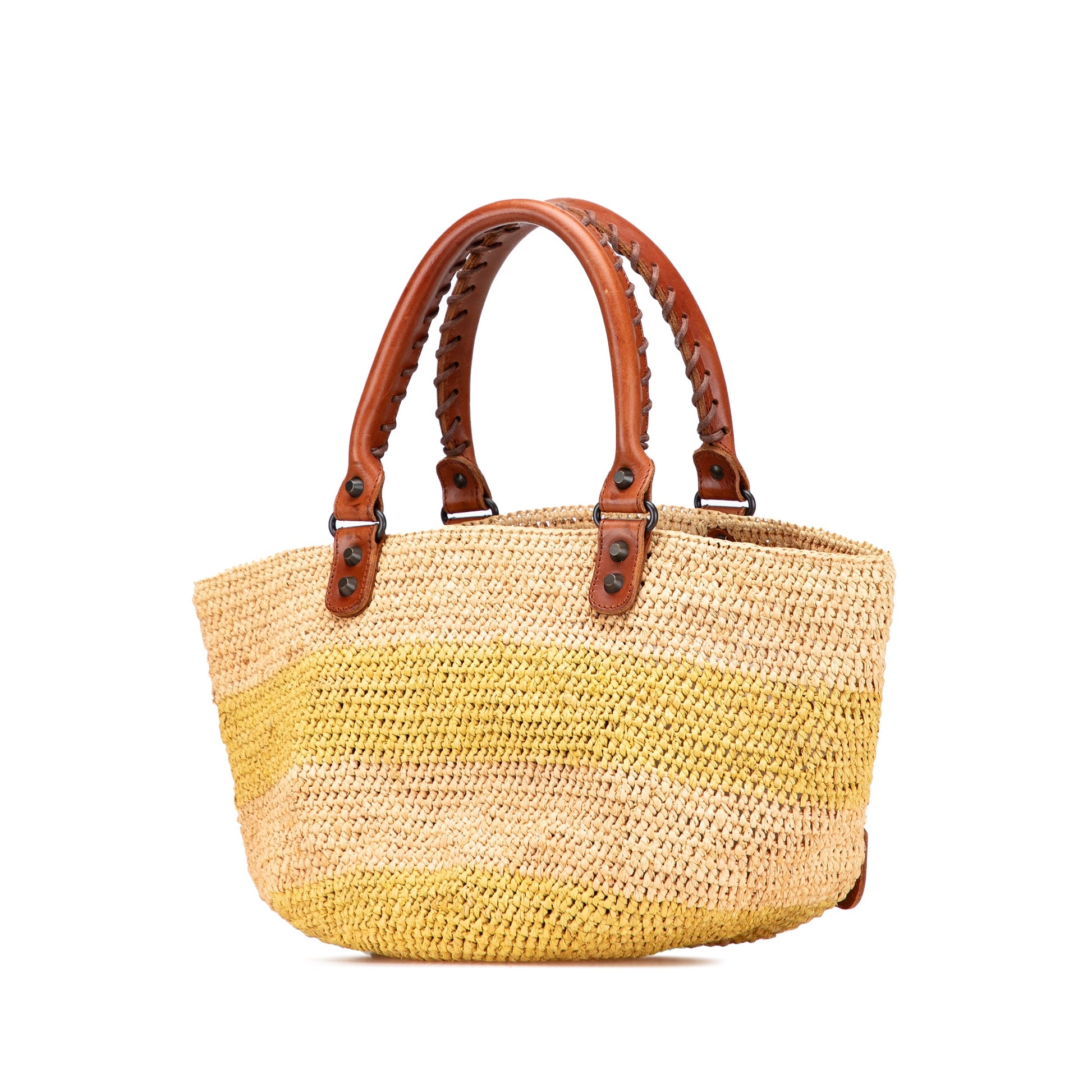 Balenciaga Raffia Motocross Classic Panier Basket Tote