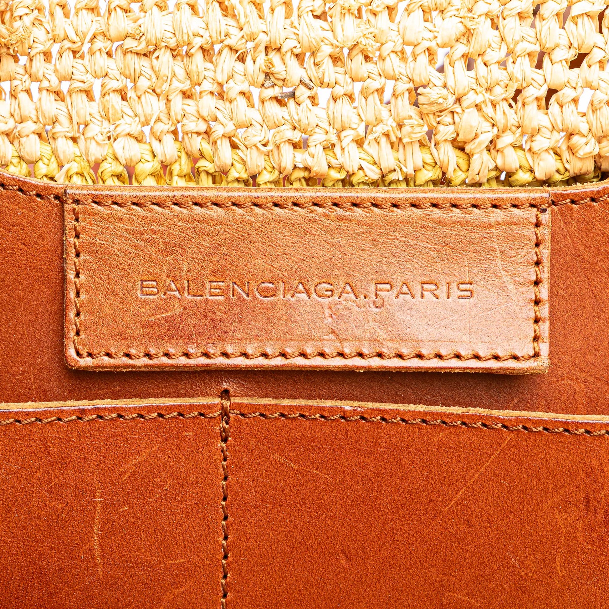 Balenciaga Raffia Motocross Classic Panier Basket Tote