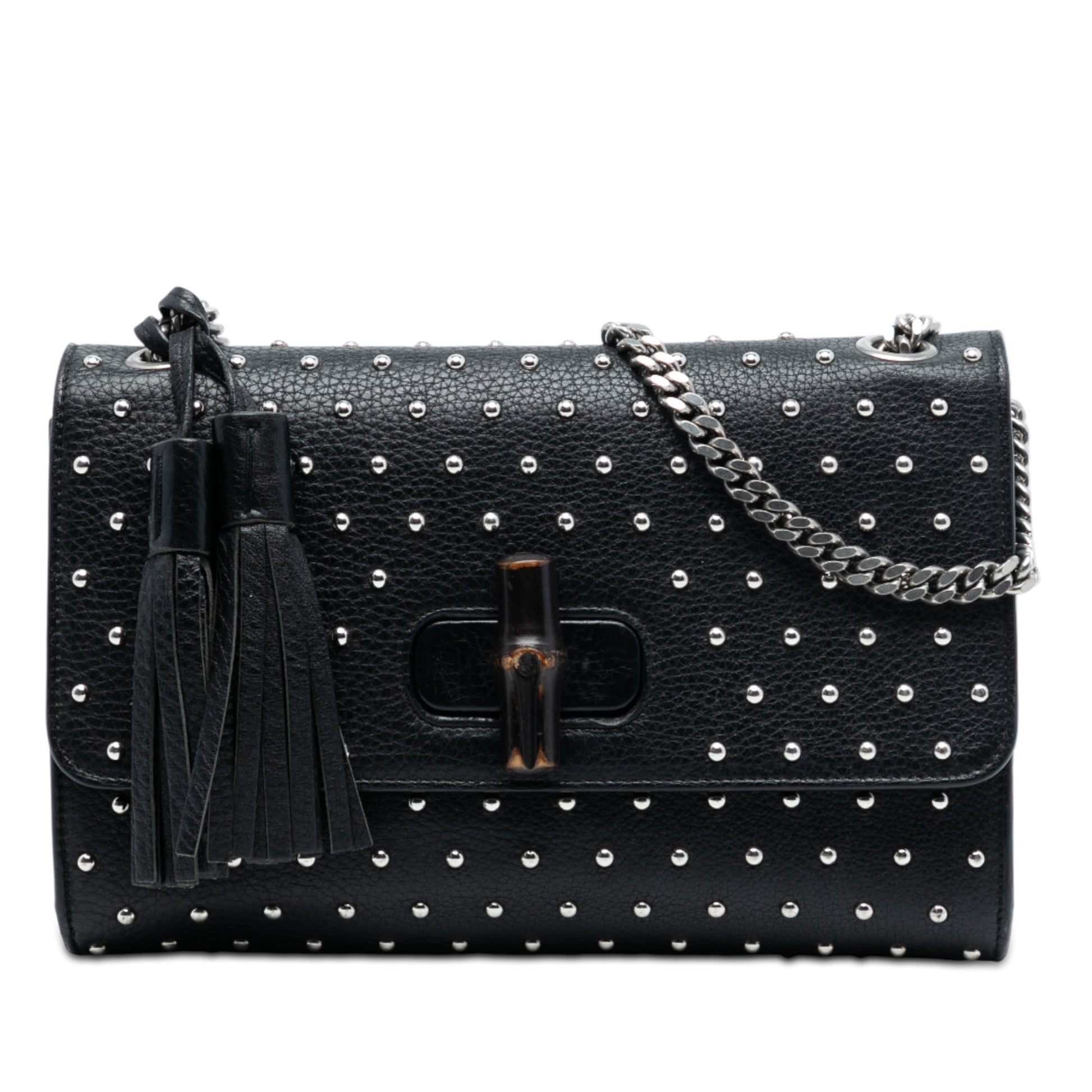 Gucci Medium Studded Leather Miss Bamboo Crossbody