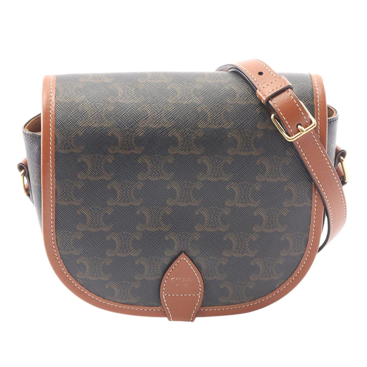 Celine Medium Triomphe Coated Canvas Folco Crossbody