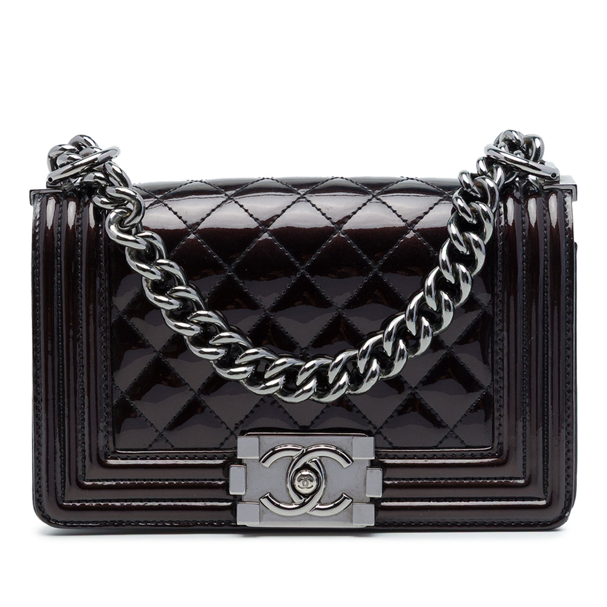 Chanel Small Quilted Patent Boy Flap