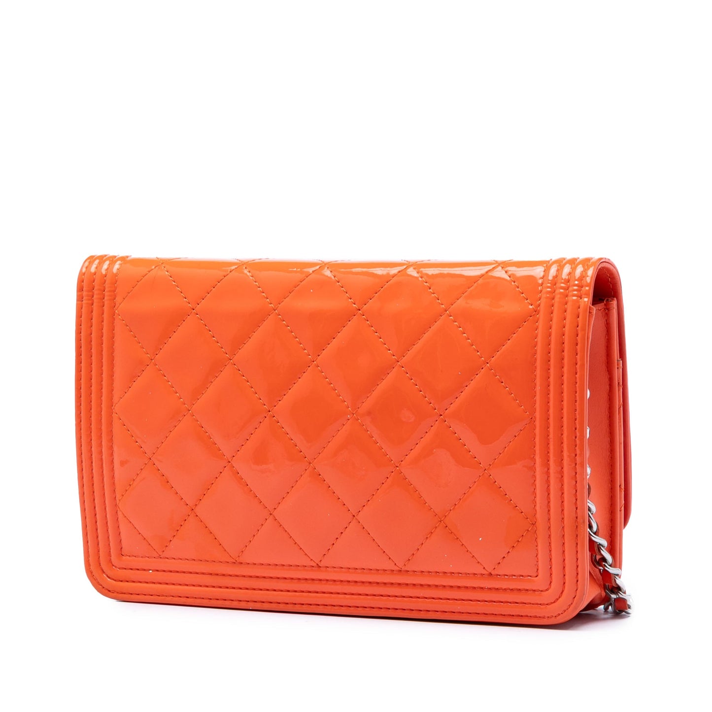 Chanel Quilted Patent Boy Wallet on Chain