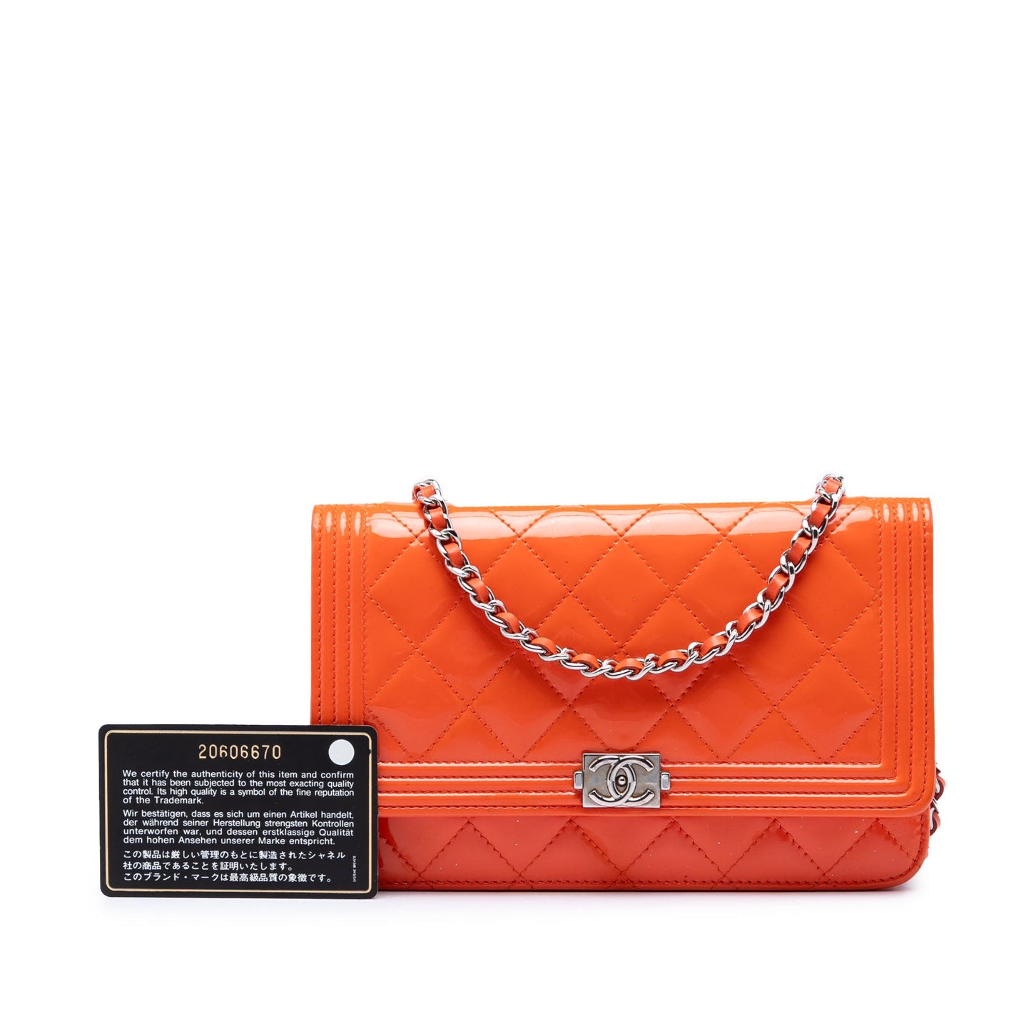 Chanel Quilted Patent Boy Wallet on Chain