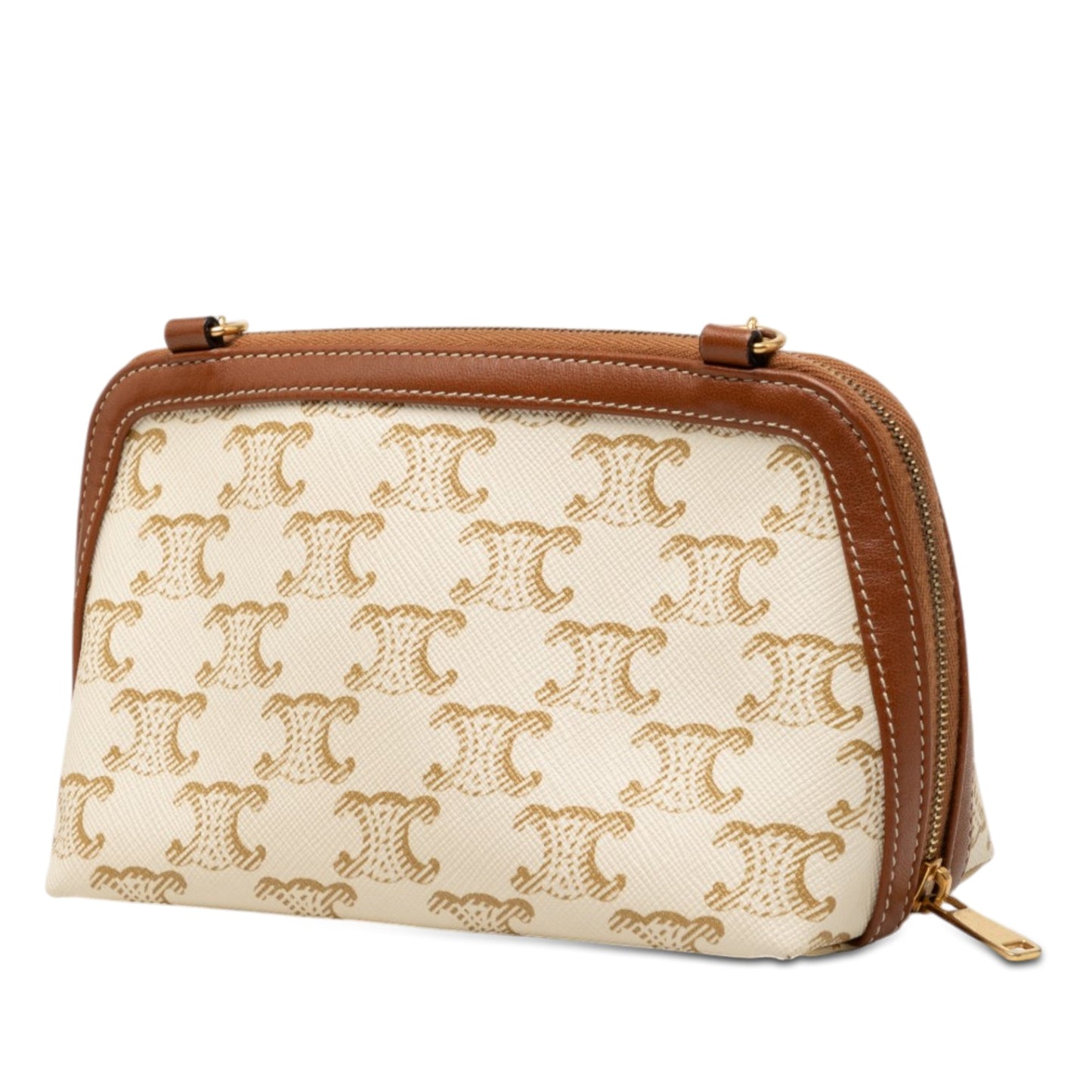Celine Triomphe Coated Canvas Clutch On Chain