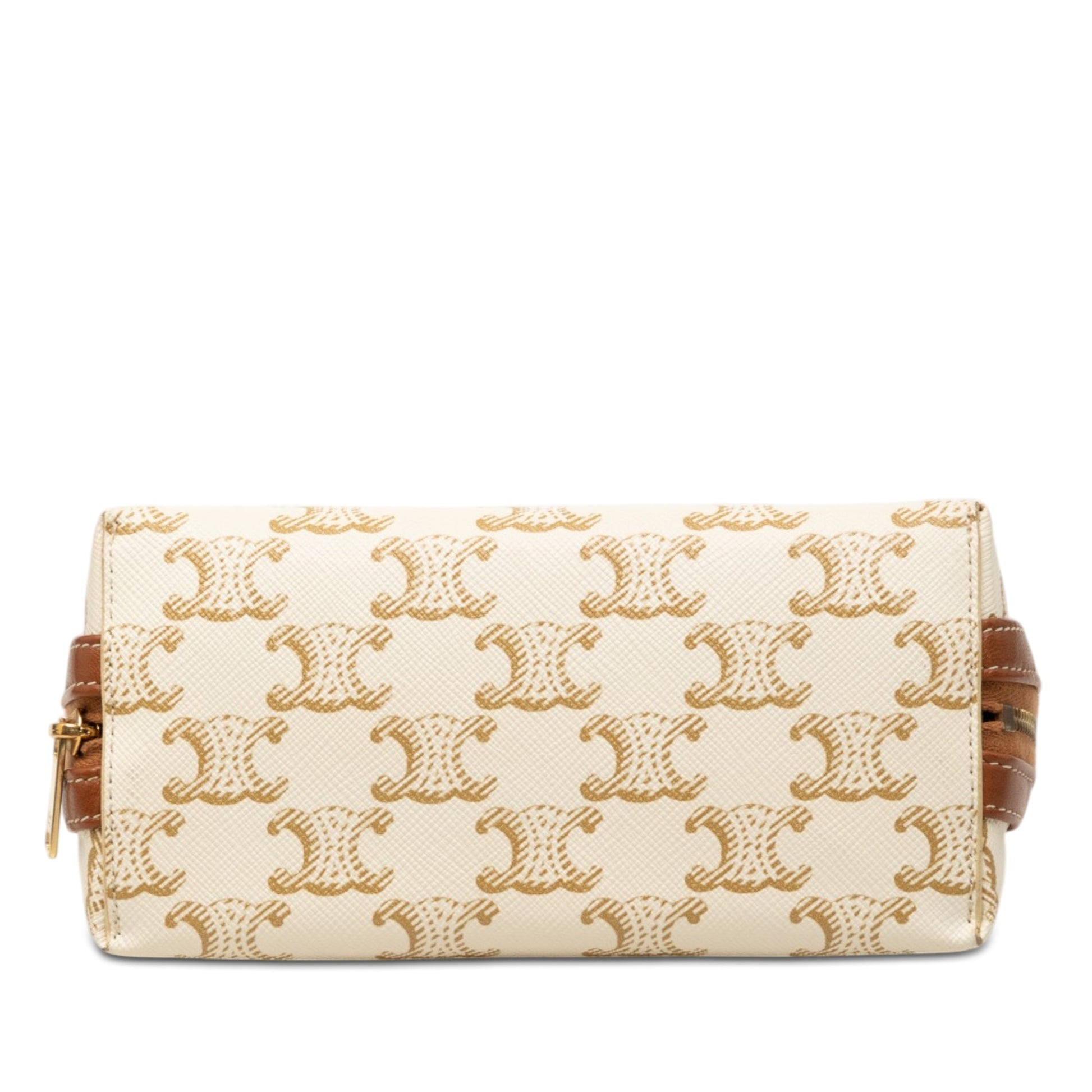 Celine Triomphe Coated Canvas Clutch On Chain