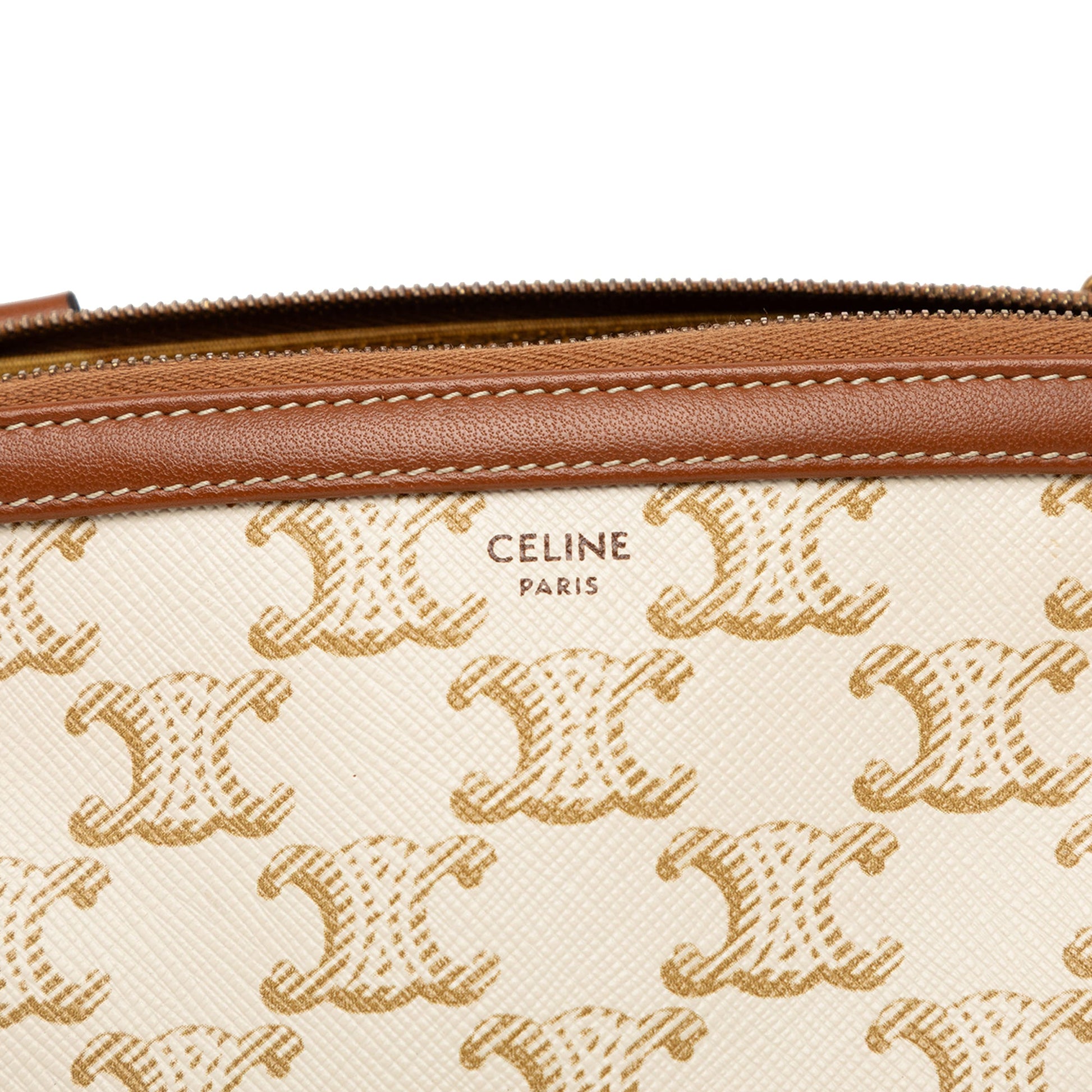Celine Triomphe Coated Canvas Clutch On Chain