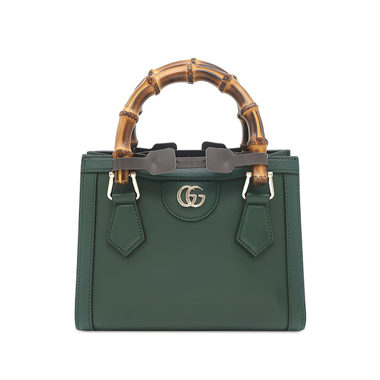 Gucci Mini Calfskin Bamboo Diana Satchel — Green