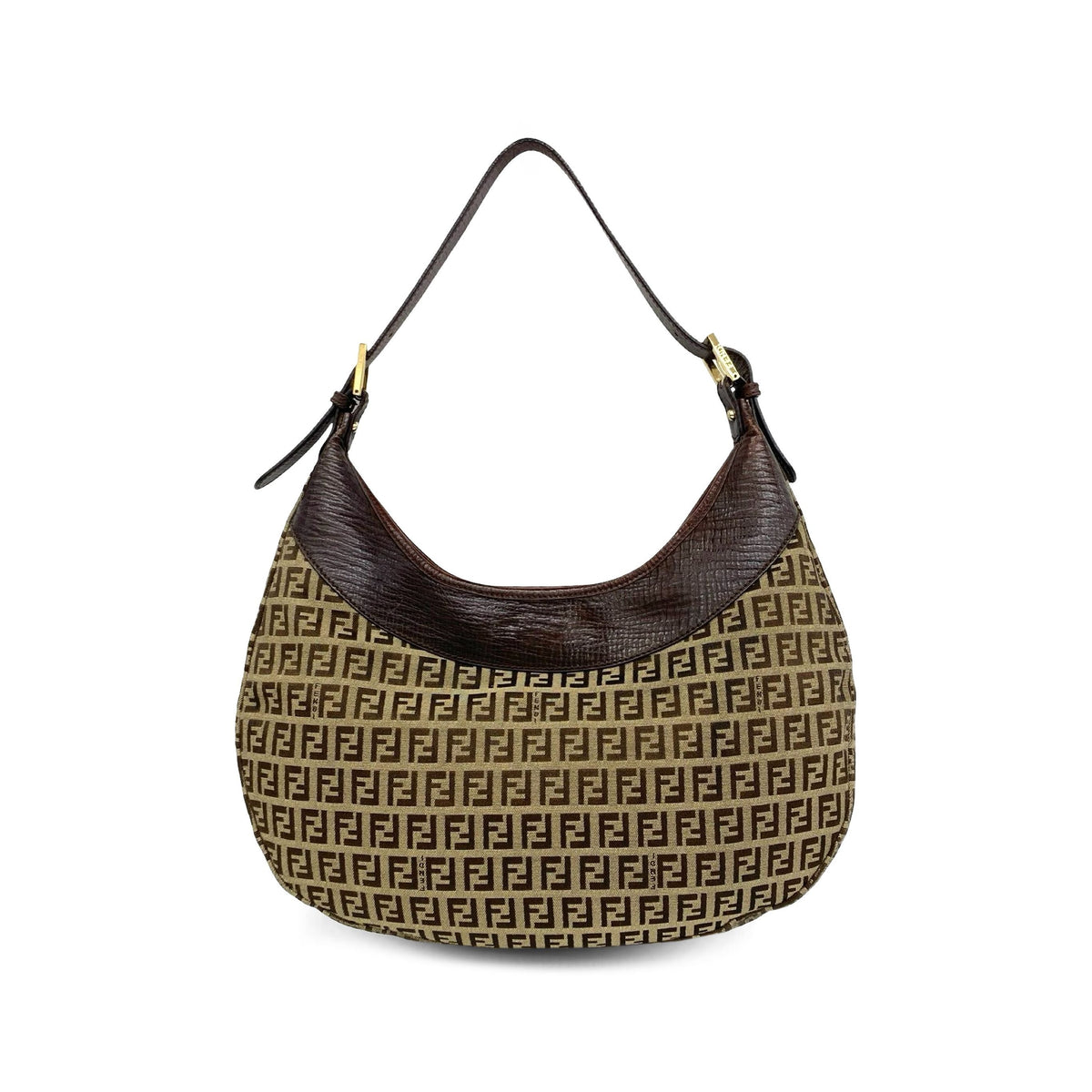 Fendi Zucchino Canvas Hobo Bag — Beige