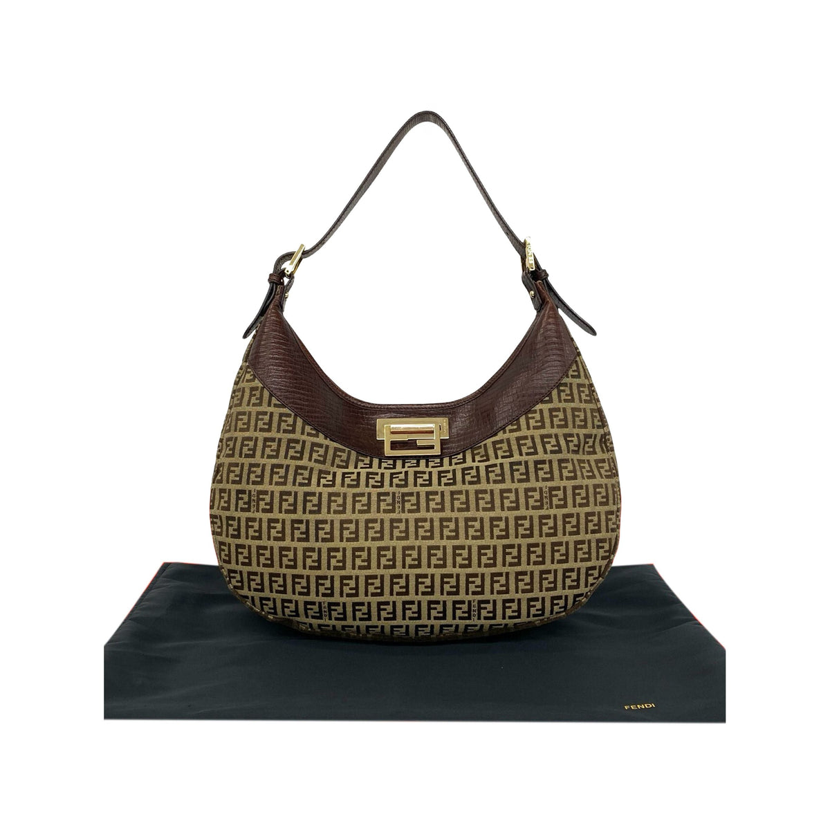 Fendi Zucchino Canvas Hobo Bag — Beige