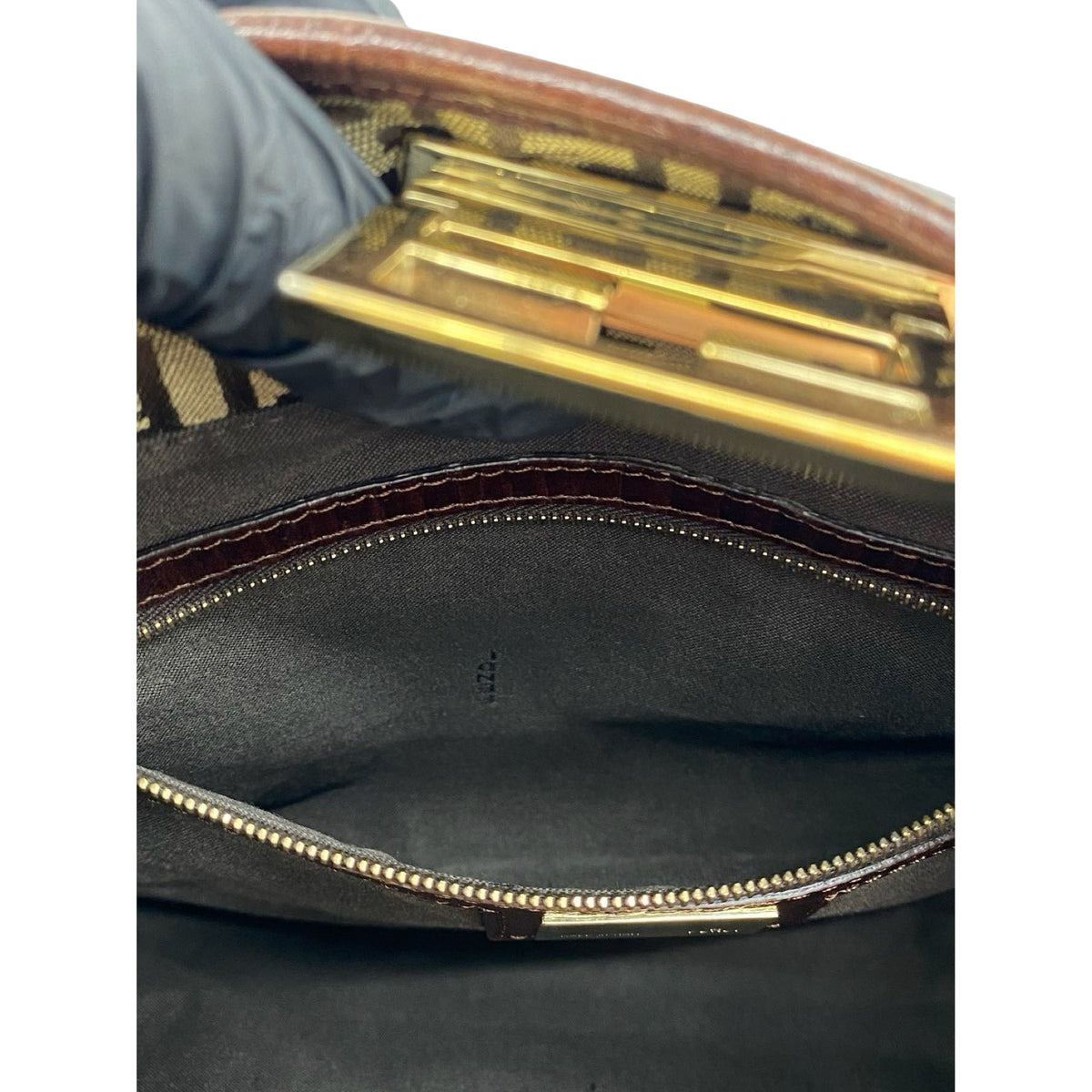 Fendi Zucchino Canvas Hobo Bag — Beige