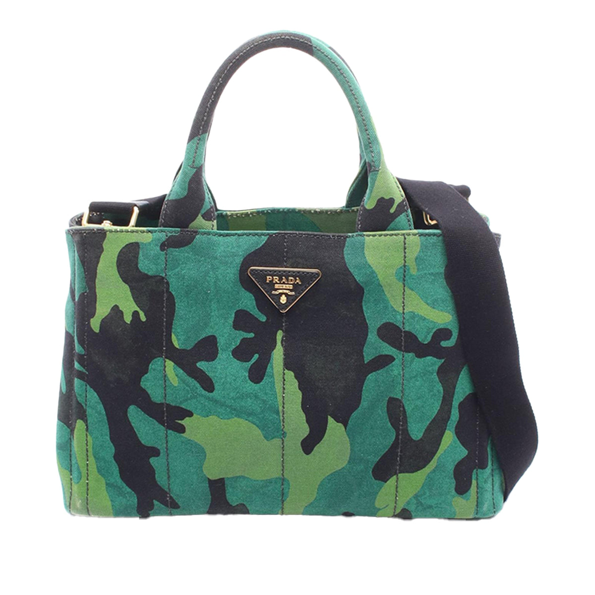 Prada Small Canvas Canapa Logo Camouflage Tote