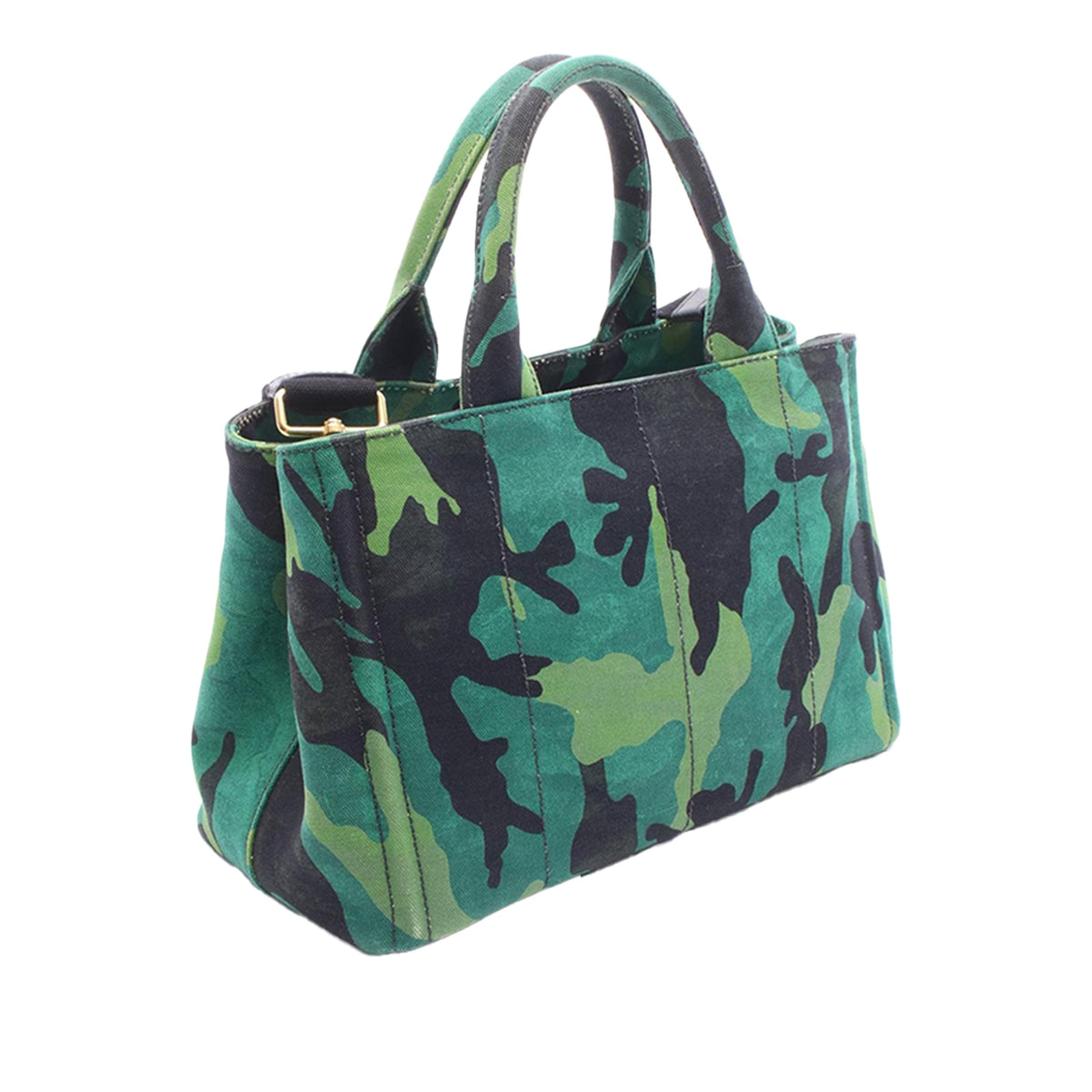 Prada Small Canvas Canapa Logo Camouflage Tote