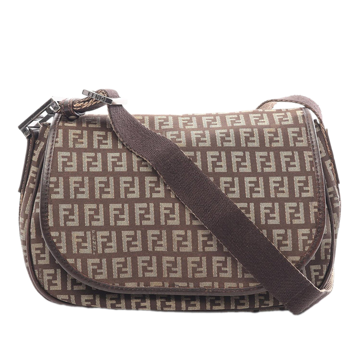 Fendi Zucchino Canvas Crossbody — Brown