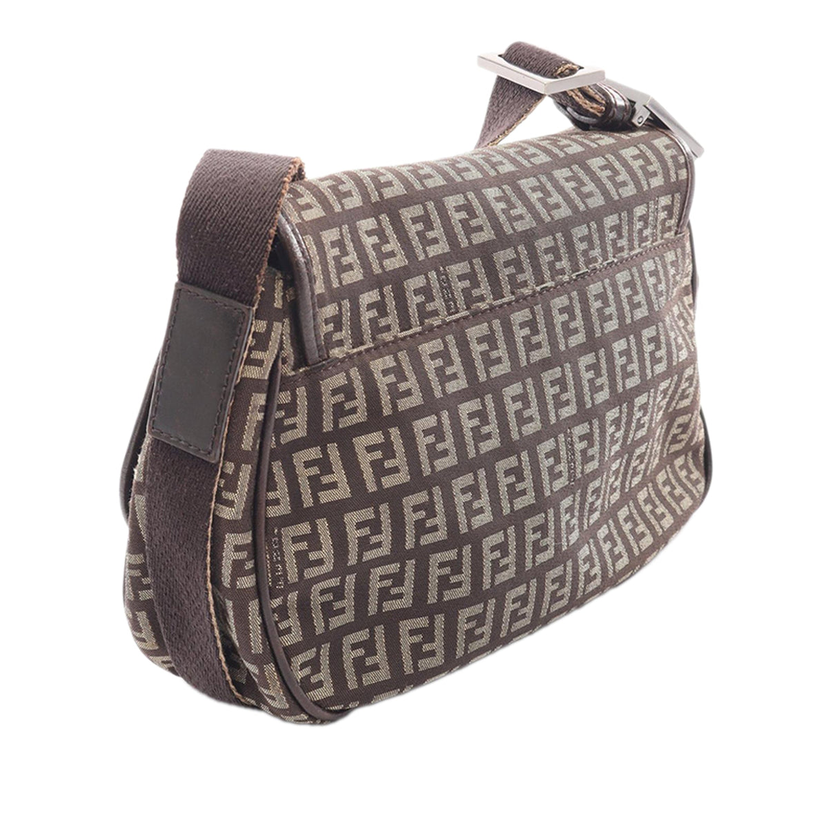 Fendi Zucchino Canvas Crossbody — Brown