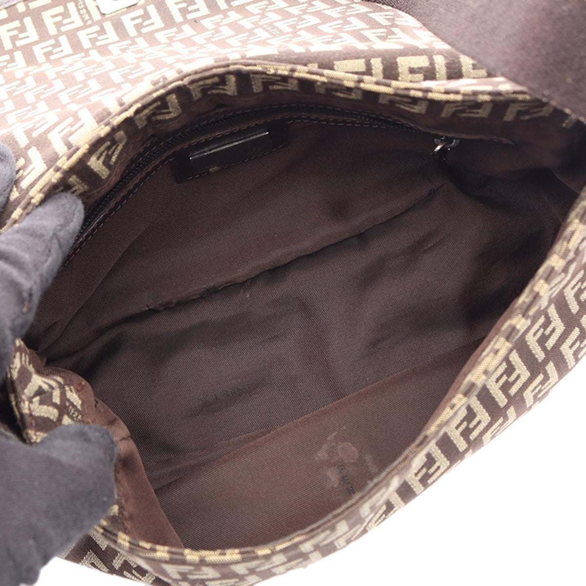 Fendi Zucchino Canvas Crossbody — Brown