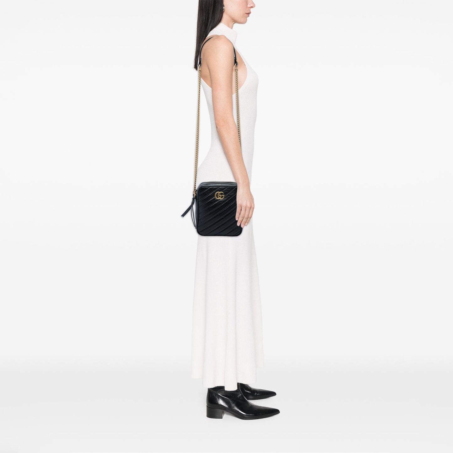 Gucci GG Marmont Matelasse Leather Double Zip Crossbody