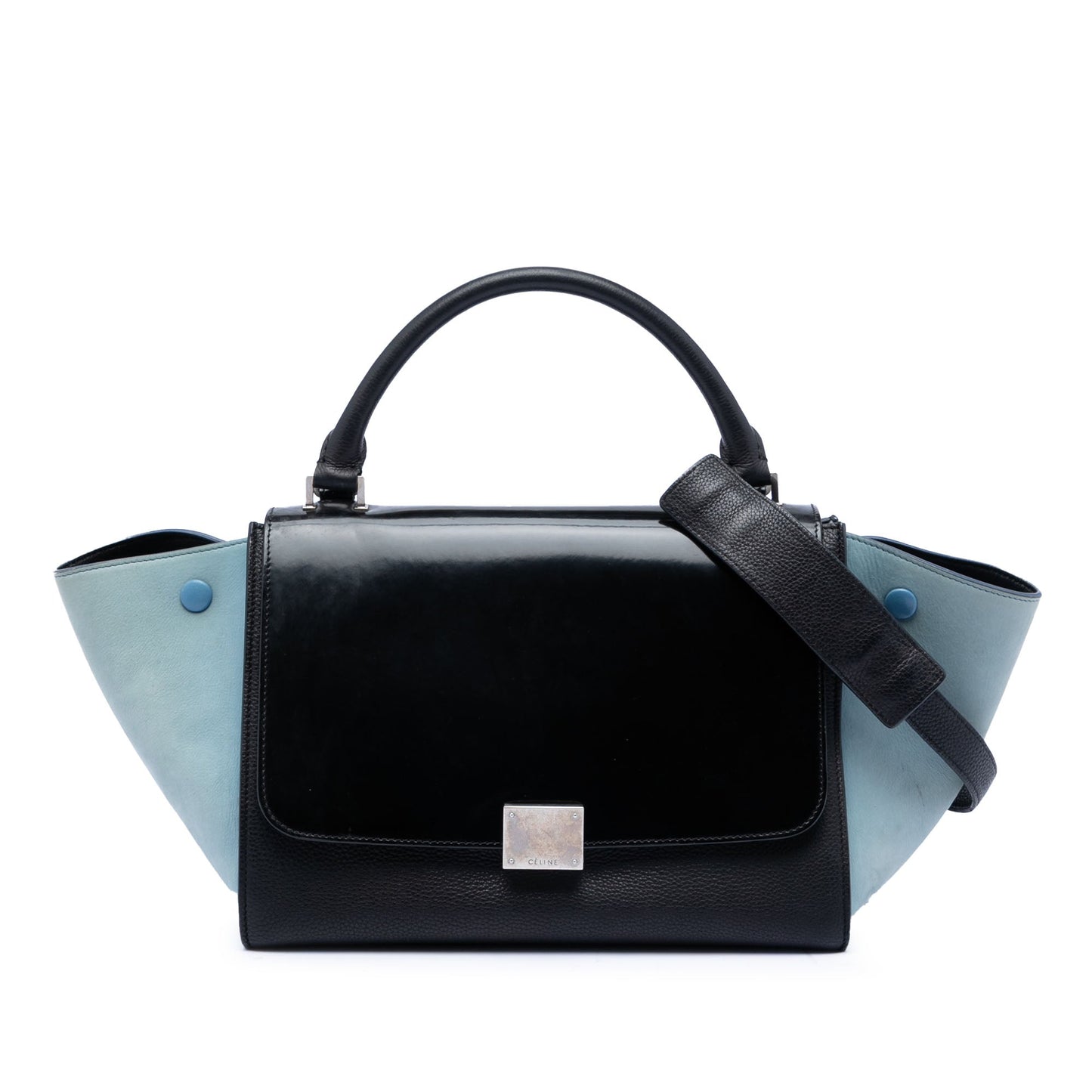 Celine Small Bicolor Leather Trapeze Satchel