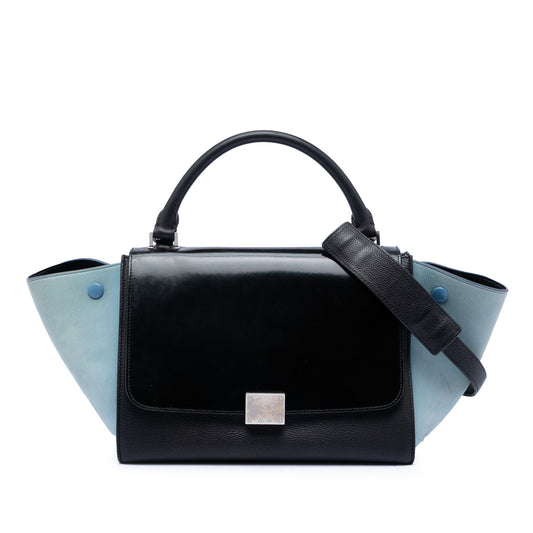 Celine Small Bicolor Leather Trapeze Satchel